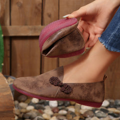 Herbstliche flache Freizeitschuhe für Damen, runde, weiche Loafer mit niedrigem Schaft