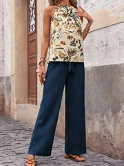 Printed Tank Top and Wide Leg Pants Set - kinko