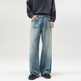 American-style Splash-ink Washed Loose Jeans - kinko