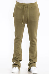 WEIV Men's Drawstring Fleece Flare Stacked Pants - kinko