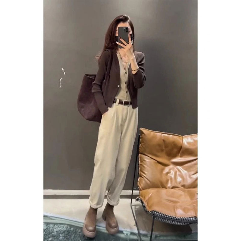 Knitwear All-matching Youthful-looking Casual Pants Two-piece Set - kinko