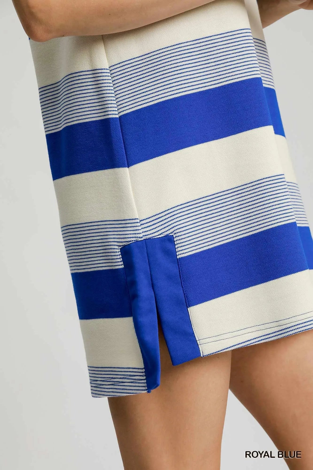 Umgee French Terry Side Slit Striped Mini Dress - kinko