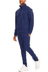 WEIV Men's Full Size Zip Up Track Jacket and Pants Set Plus Size - kinko