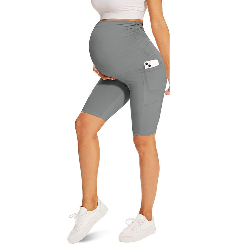 Five-point Pocket Maternity Pants High Waist Slim Fit Maternity Pants - kinko