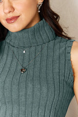 Basic Bae Full Size Ribbed Turtleneck Tank - kinko