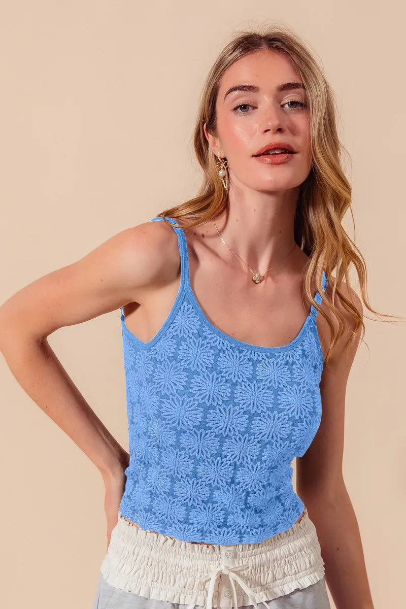 SO ME Two Tone Floral Seamless Tank Top - kinko