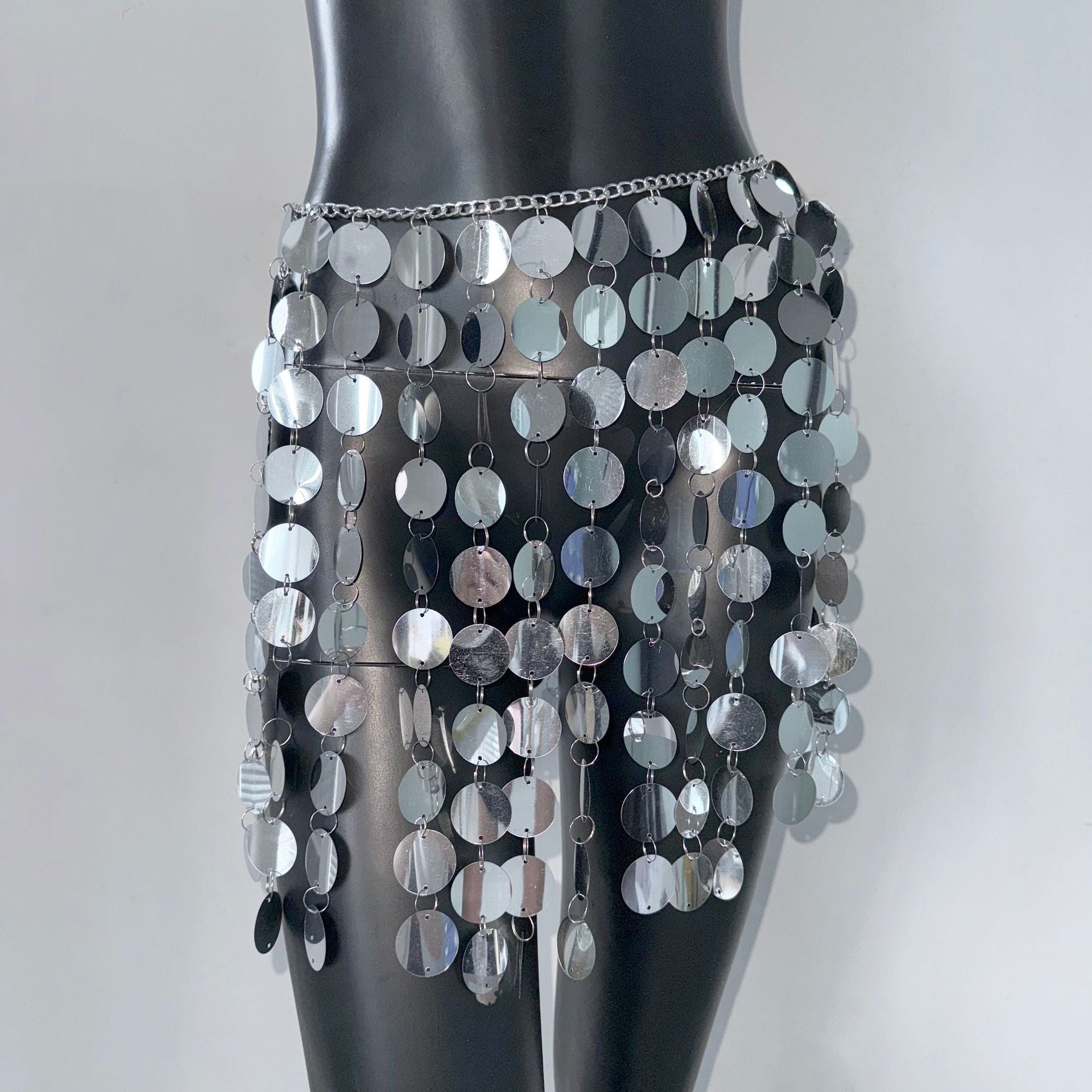 Skirt Geometric Hand Stitching Sequin Skirt - kinko