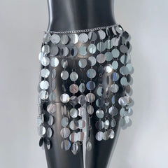 Skirt Geometric Hand Stitching Sequin Skirt - kinko