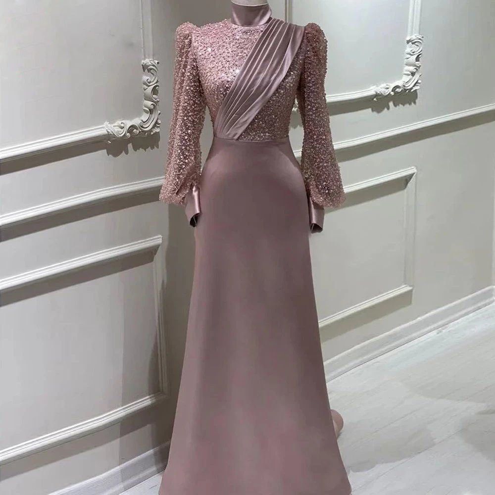 Stand Collar All-inclusive Long Sleeve Detachable Evening Dress Elegant Elegant Two-piece Suit - kinko