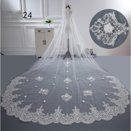 Bridal Wedding Dress Long Tail Luxury Super Fairy Wedding Veil - kinko