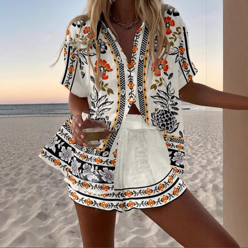 Digital Printing Top Women's Suit Two-piece Set - kinko