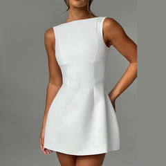 Sexy Slim-fitting Backless Dress Summer Sleeveless Short Dresses - kinko
