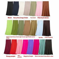 Solid Color Slim Silk Satin Texture Midi Skirt - kinko