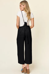 Double Take Full Size Texture Sleeveless Wide Leg Overall - kinko