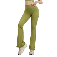 Women's Hip Raise High Waist Pocket Sports Bell-bottom Pants - kinko