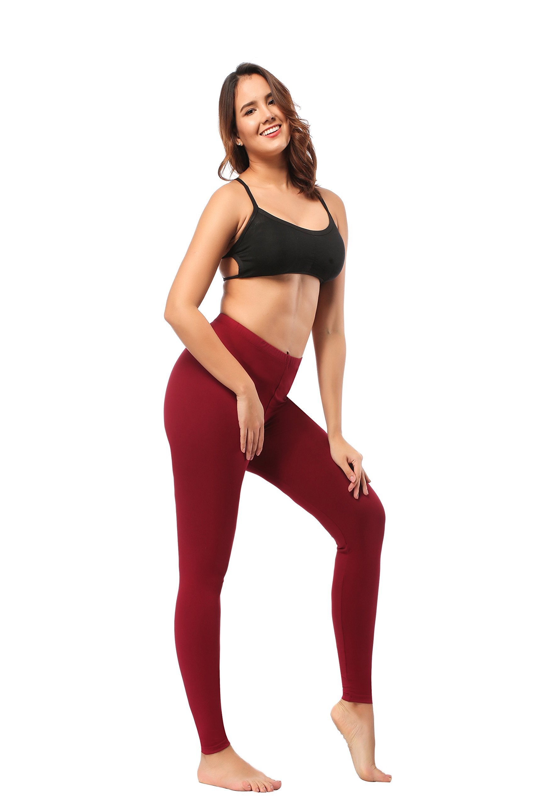 Leggings - Cropped Low-rise Solid Burgundy - kinko