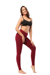 Leggings - Cropped Low-rise Solid Burgundy - kinko