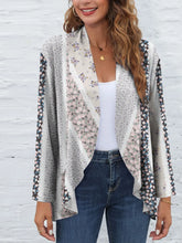 FAM-FAM Printed Open Front Long Sleeve Cardigan - kinko