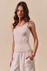 SO ME Two Tone Floral Seamless Tank Top - kinko