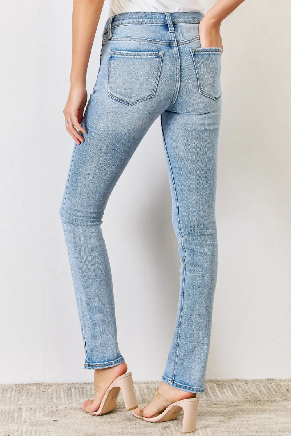 Kancan Full Size Mid Rise Y2K Slit Bootcut Jeans - kinko