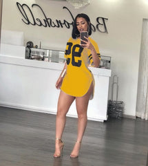 Printed Short Sleeved Mini Dresses Casual - kinko