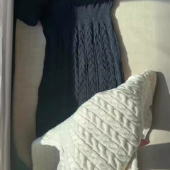 Embossed Zipper Casual Knitted Dress Women - kinko