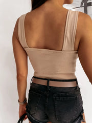 Square Neck Wide Strap Tank - kinko