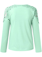 Full Size Cutout Round Neck Long Sleeve T-Shirt - kinko