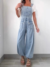 Wide Leg Denim Overalls - kinko
