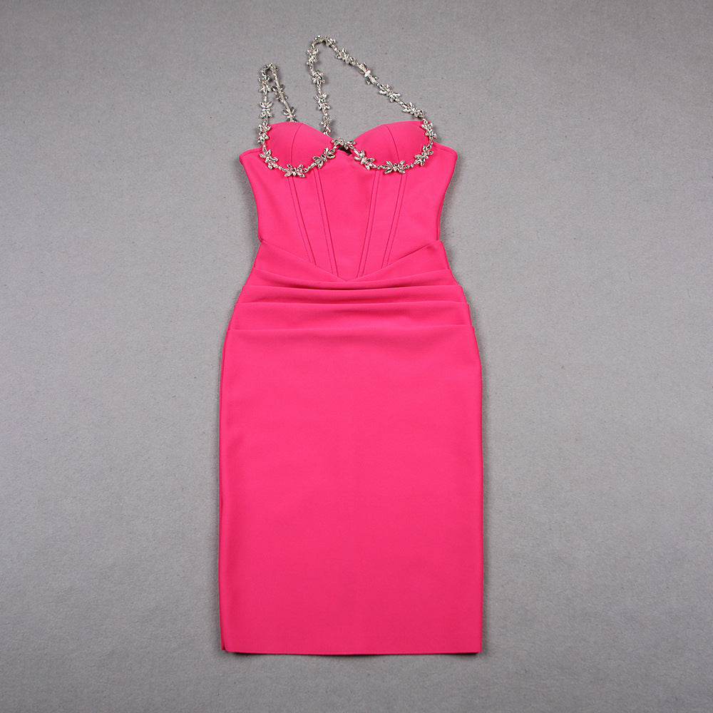 Summer New Oblique Sun-top Bandage Ladies Party Banquet Sleeveless Women's Clothing Dress - kinko