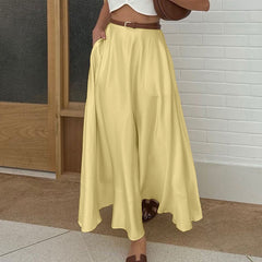 Polyester Satin Draping Yellow Skirt - kinko
