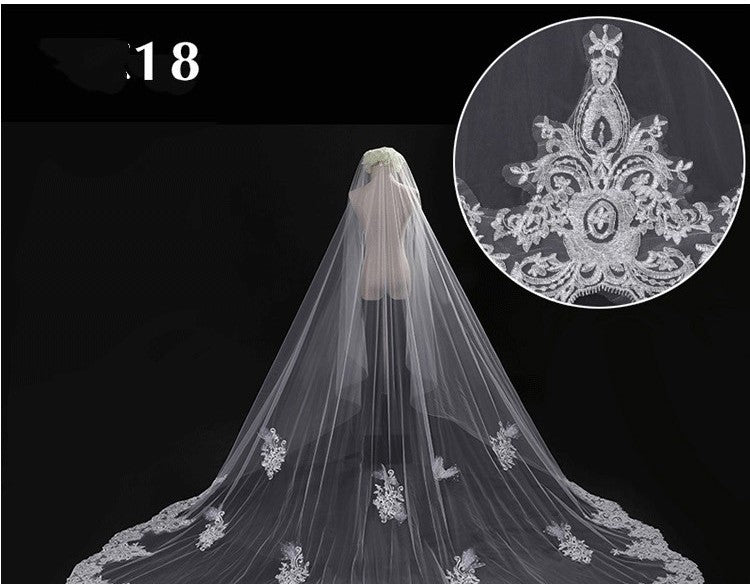 Bridal Wedding Dress Long Tail Luxury Super Fairy Wedding Veil - kinko
