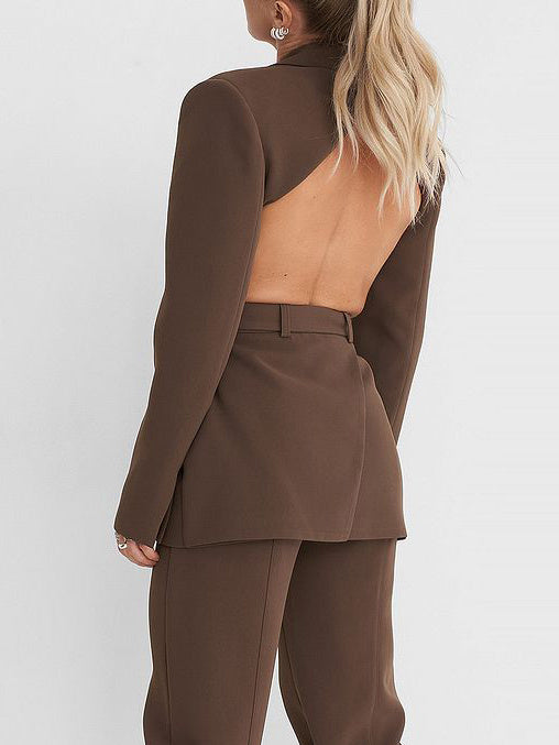 Cutout Open Back Lace-up Blazer - kinko