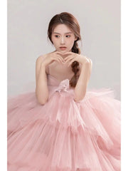 Elegant Girl's Wedding Photography Dress Pink White - kinko