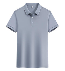 ICE Cotton Single Side Color Secondary Collar Lapel Short Sleeve Polo Shirt - kinko
