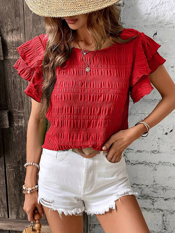 Fashion New Ruffle Sleeve Casual Top For Women - kinko
