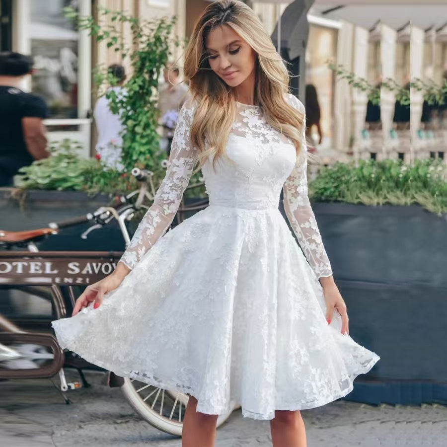 Wedding Dress White Vintage Lace Women Dress - kinko
