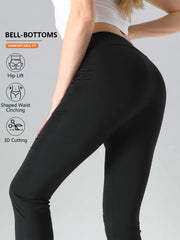 4pcs High-Waisted Flare Sharkskin Leggings Slim Fit, Lightweight & Sculpting Yoga Pants - kinko