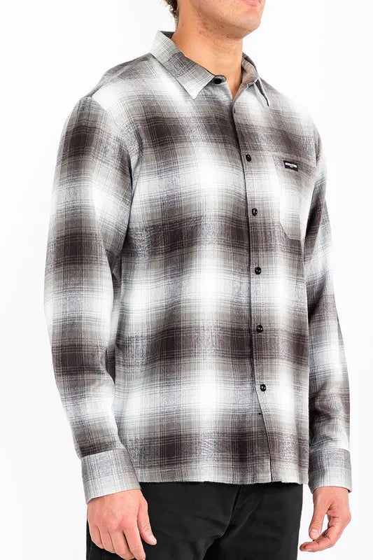 WEIV Men's Full Size Plaid Long Sleeve Flannel Shirt Plus Size - kinko