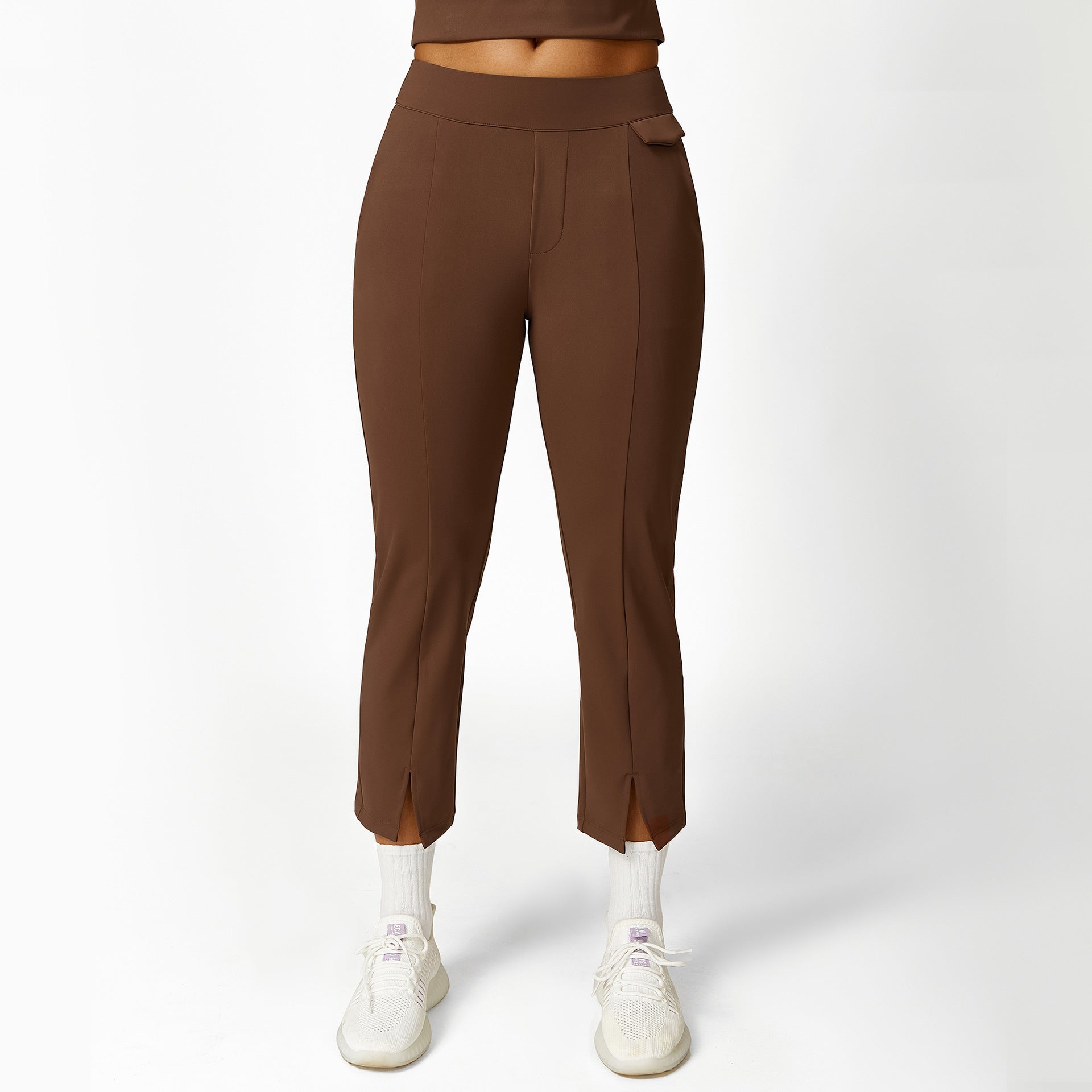 Loose Half Zipper And Lapel Sleeveless Top Casual Trousers Lace-up Shorts Three-piece Set - kinko