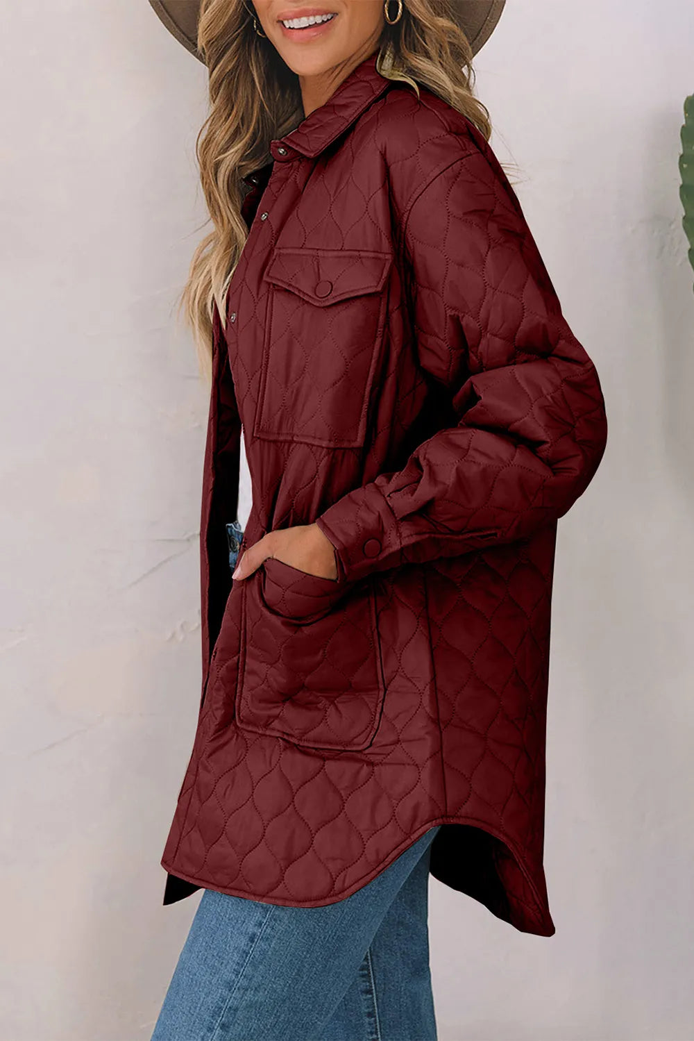 Snap Down Collared Winter Coat - kinko
