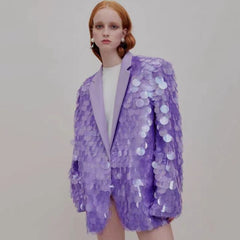 Loose Sequin Fashion Suit Top High Dinner Party Temperament Coat - kinko