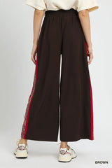 Umgee Wide Leg Pants with Contrast Side Trim - kinko