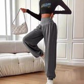 Women's Solid Color Breathable And Hanging Sports Pants - kinko