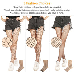 1Pc Women Fishnet Tights Sexy High Waist Fishnet Pantyhose Stretchy Mesh Hollow Out Tights Stockings With Medium Large Hole Choices