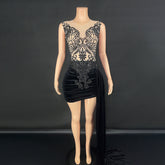 Summer Luxury Evening Dress Female Singer Stage Costume Senior Dress Side Trailing Skirt - kinko