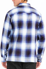 WEIV Men's Full Size Plaid Long Sleeve Flannel Shirt Plus Size - kinko