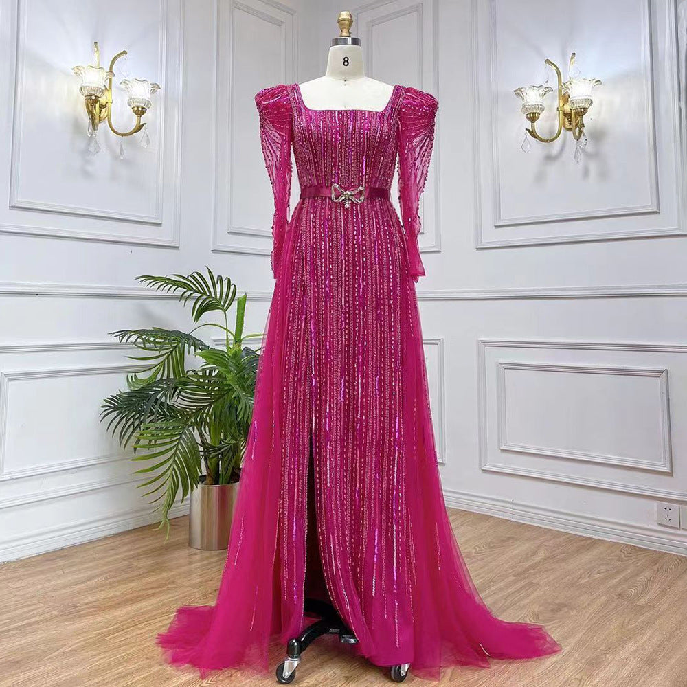 Rose Red Host Performance Evening Dress - kinko