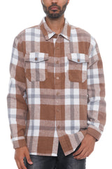 WEIV Men's Full Size Checkered Soft Flannel Shacket Plus Size - kinko