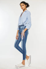Kancan Distressed Raw Hem High Waist Jeans - kinko